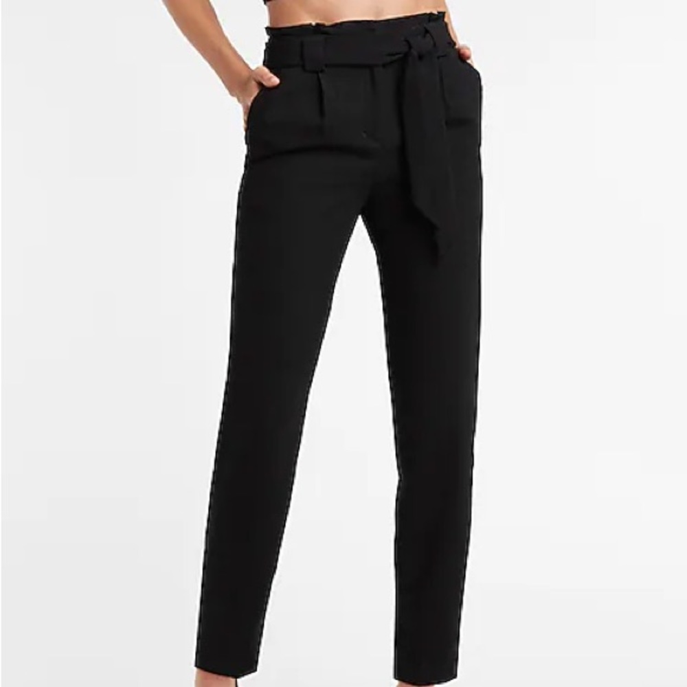 Express High Rise Paper Bag Ankle Pants - Picture 2 of 8